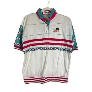 Retro Golf Polo Wallkill Top L Pink Country Club Classic Old Money Preppy Stripe